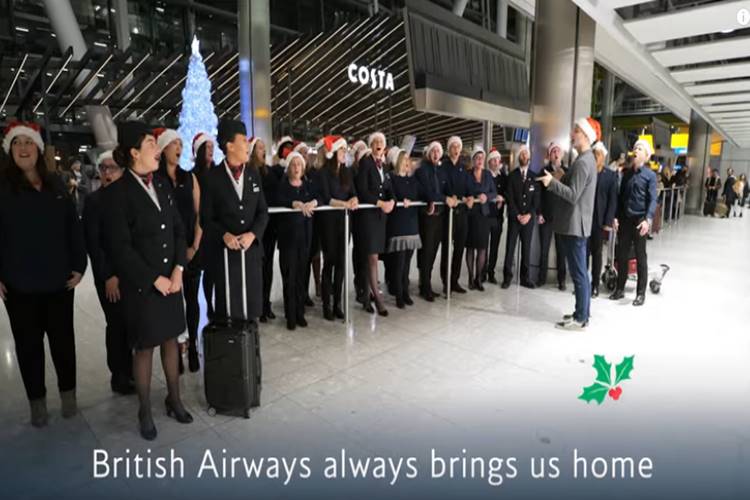 british airways surprised customers arriving home for Christmas